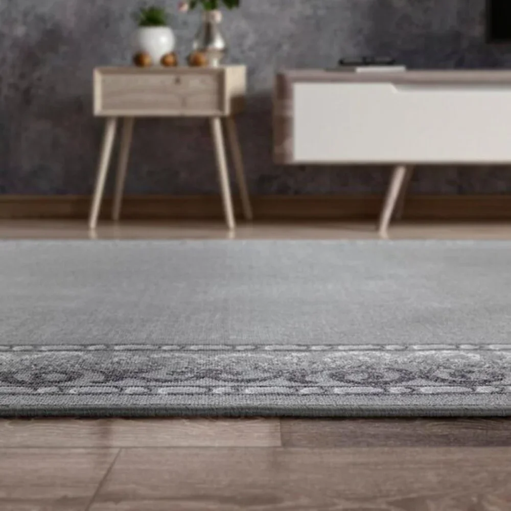 New 5x7 Gray Modern Area Rug Non-Slip Low Pile Carpet with Rubber Backing